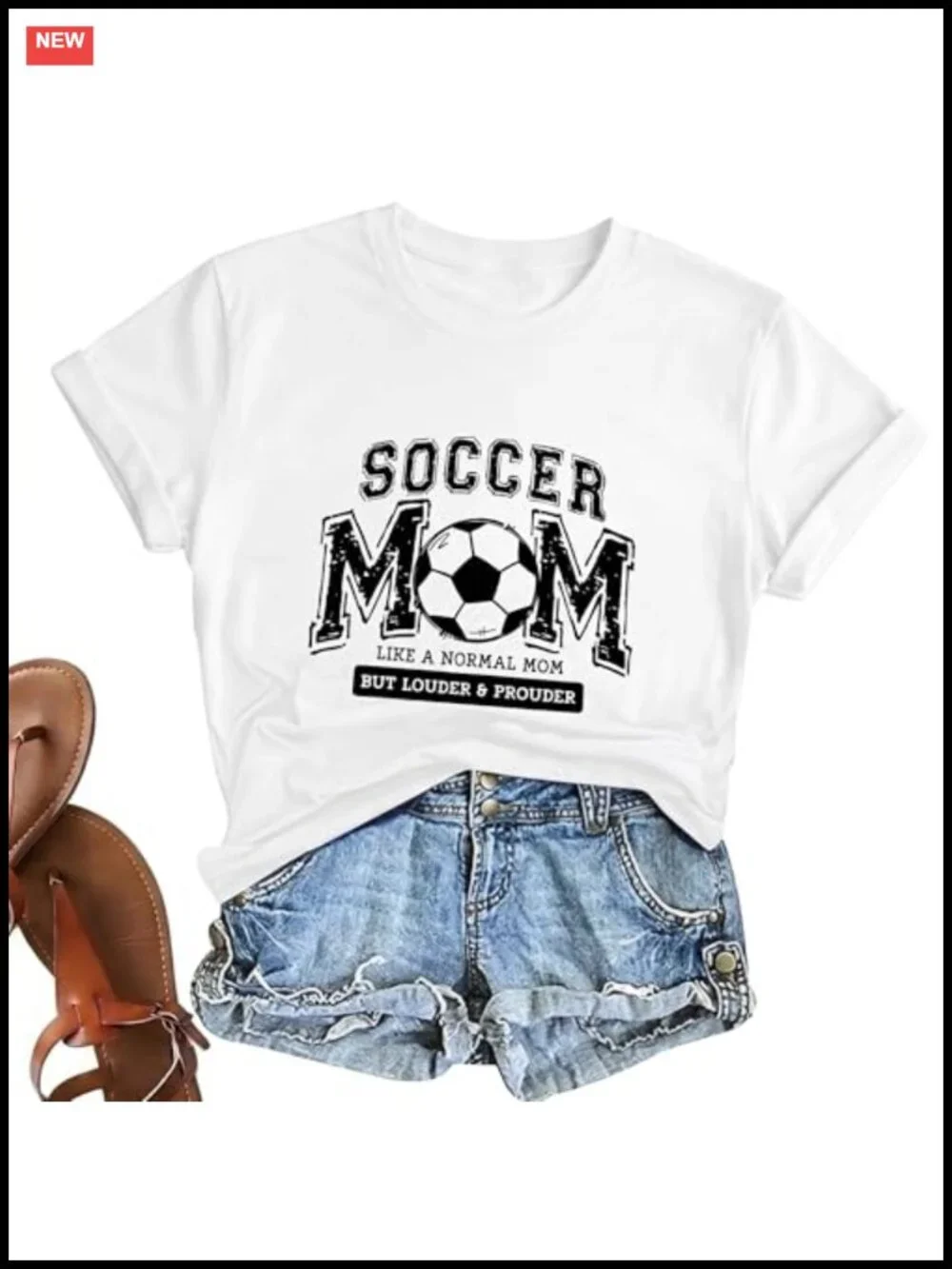 Soccer Mom Graphic Tee Premium Cotton Blend Crew Neck Short Sleeve Red